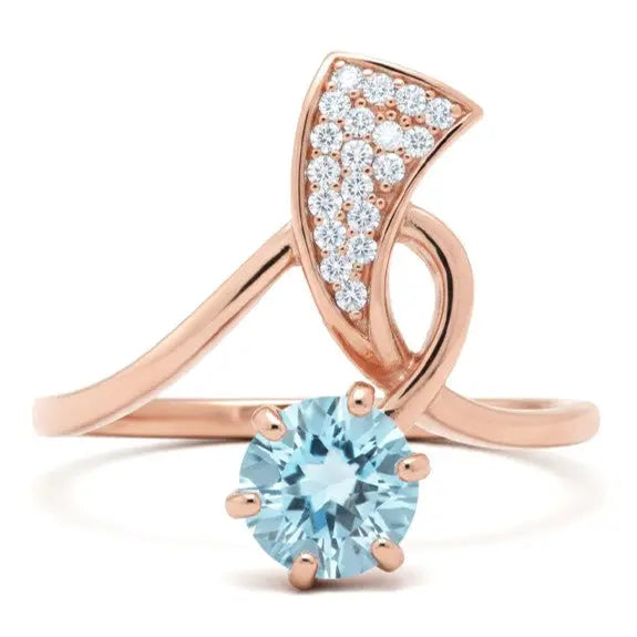 Natural Sky Blue Topaz Sterling Silver Bypass Ring by Fine Color Jewels