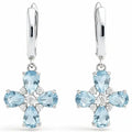 Natural Sky Blue Topaz Sterling Silver Floral Earrings by Fine Color Jewels