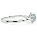 Natural Sky Blue Topaz Sterling Silver Floral Halo Ring by Fine Color Jewels