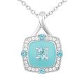 Natural Sky Blue Topaz Sterling Silver Halo Necklace by Fine Color Jewels