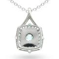 Natural Sky Blue Topaz Sterling Silver Halo Necklace by Fine Color Jewels