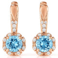 Natural Sky-Blue Topaz Sterling Silver Leverback Halo Earrings by Fine Color Jewels