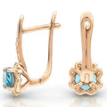 Natural Sky-Blue Topaz Sterling Silver Leverback Halo Earrings by Fine Color Jewels