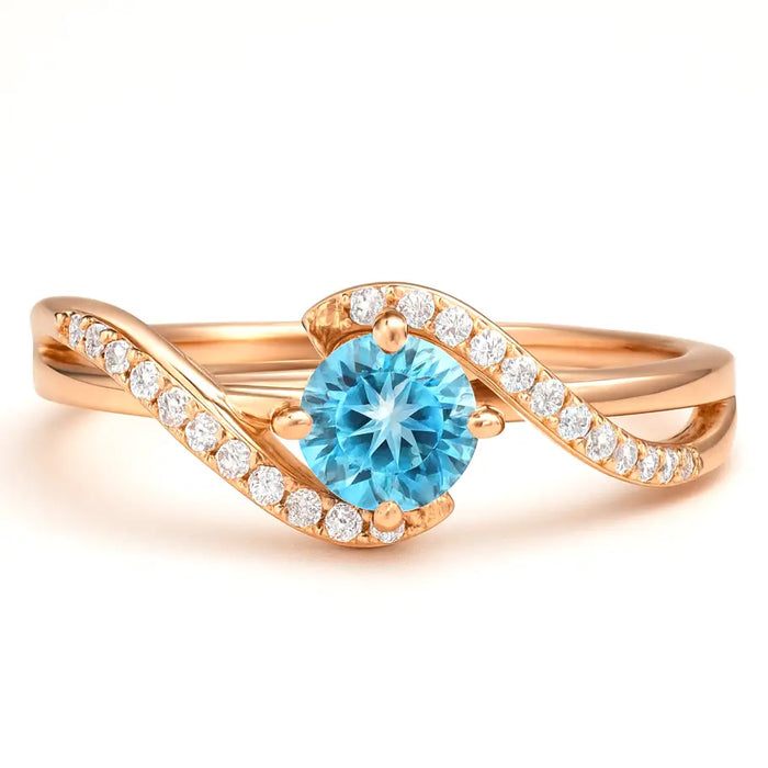 Natural Sky Blue Topaz Stone Bypass Ring Silver by Fine Color Jewels
