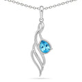Natural Sky Blue Topaz Twisted Silver Necklace by Fine Color Jewels