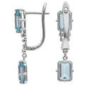 Natural Sky Blue Topaz & White Topaz Sterling Silver Earrings by Fine Color Jewels