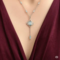 Natural Sky Blue Topaz Y Drop Necklace Silver by Fine Color Jewels
