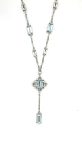 Natural Sky Blue Topaz Y Drop Necklace Silver by Fine Color Jewels