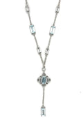 Natural Sky Blue Topaz Y Drop Necklace Silver by Fine Color Jewels