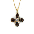 Natural Smoky Quartz Dainty Four Clover Necklace by Fine Color Jewels