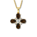 Natural Smoky Quartz Dainty Four Clover Necklace by Fine Color Jewels