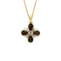 Natural Smoky Quartz Dainty Four Clover Necklace by Fine Color Jewels