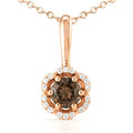 Natural Smoky Quartz Silver Floral Pave Necklace by Fine Color Jewels