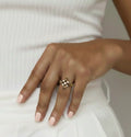 Natural Smoky Quartz Silver Leaf Clover Ring by Fine Color Jewels