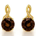 Natural Smoky Quartz Silver Leverback Earrings by Fine Color Jewels