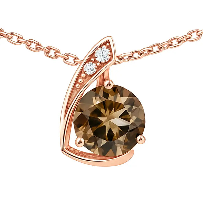 Natural Smoky Quartz trendy Silver Necklace by Fine Color Jewels