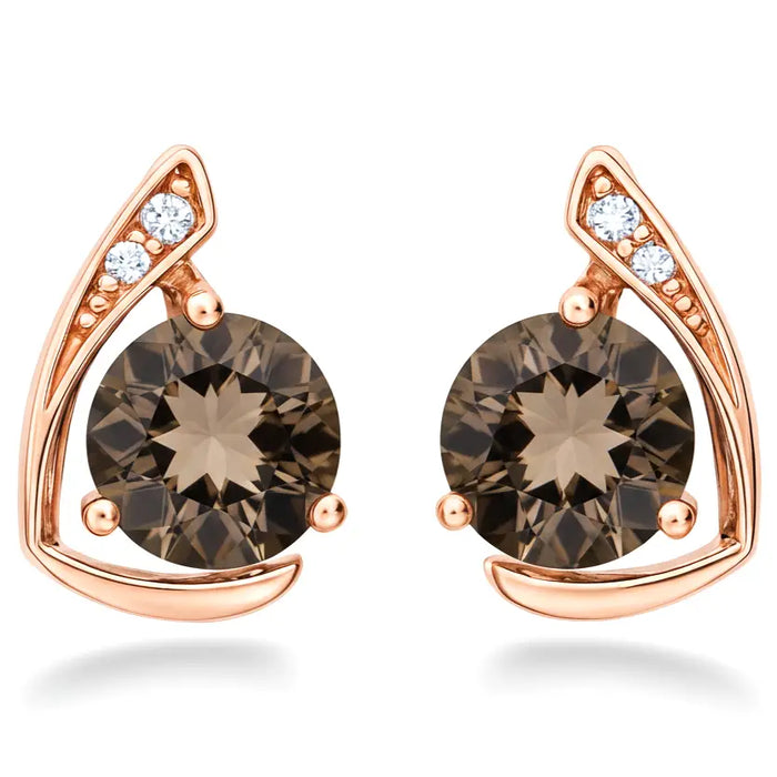 Natural Smoky Quartz & White Topaz Sterling Silver Earrings by Fine Color Jewels