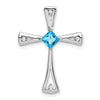 Natural Swiss Blue Topaz and Diamond Cross Chain Slide Pendant
