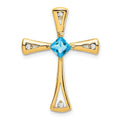 Natural Swiss Blue Topaz and Diamond Cross Chain Slide Pendant by Fine Color Jewels