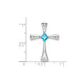Natural Swiss Blue Topaz and Diamond Cross Chain Slide Pendant by Fine Color Jewels