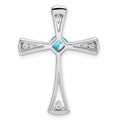 Natural Swiss Blue Topaz and Diamond Cross Chain Slide Pendant by Fine Color Jewels