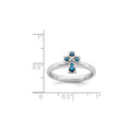 Natural Swiss Blue Topaz Silver Stackable Cross Ring by Fine Color Jewels