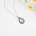 Natural White Topaz Pear Amethyst Necklace by Fine Color Jewels