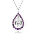 Natural White Topaz Pear Amethyst Necklace by Fine Color Jewels