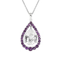 Natural White Topaz Pear Amethyst Necklace by Fine Color Jewels