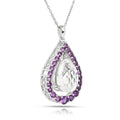 Natural White Topaz Pear Amethyst Necklace by Fine Color Jewels