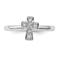 Natural White Topaz Silver Stackable Cross Ring by Fine Color Jewels