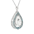 Natural White Topaz Teardrop Blue Topaz Necklace by Fine Color Jewels