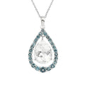 Natural White Topaz Teardrop Blue Topaz Necklace by Fine Color Jewels