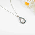 Natural White Topaz Teardrop Blue Topaz Necklace by Fine Color Jewels