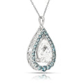 Natural White Topaz Teardrop Blue Topaz Necklace by Fine Color Jewels