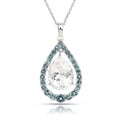 Natural White Topaz Teardrop Blue Topaz Necklace by Fine Color Jewels