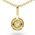 Natural Yelllow Citrine Silver Small Halo Pendant Necklace by Fine Color Jewels