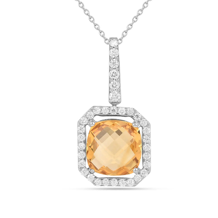Natural Yellow Briolette Cut Citrine Pendant Necklace by Fine Color Jewels