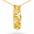 Natural Yellow Citrine Silver Birthstone Necklace by Fine Color Jewels