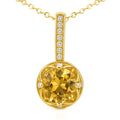 Natural Yellow Citrine Sterling Silver Pendant by Fine Color Jewels
