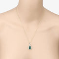 Natural Zambian Emerald and White Diamond 14K Gold Crossover Pendant by Fine Color Jewels