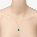 Natural Zambian Emerald White Diamond 14K Gold Halo Pendant by Fine Color Jewels