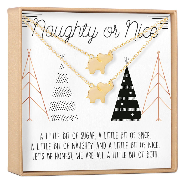 Naughty and Nice Set of 2 Elephant Necklace Set by Dear Ava