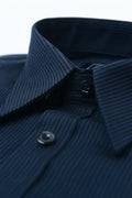 Navy Striped Button Up Dress Shirt by Boutique 23