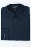 Navy Striped Button Up Dress Shirt