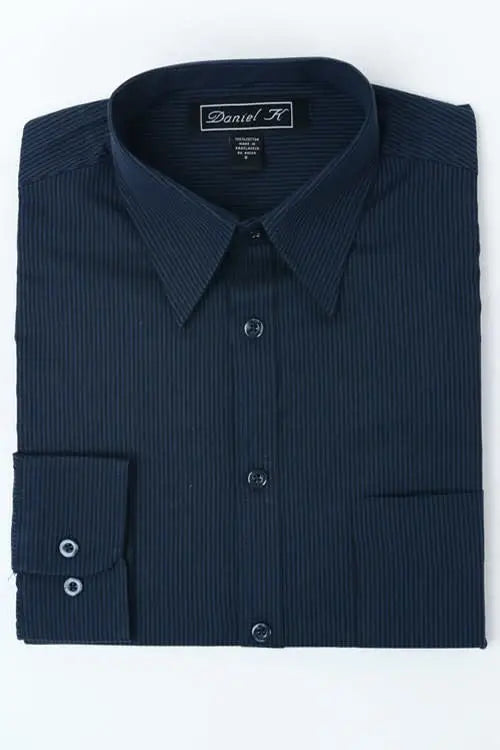 Navy Striped Button Up Dress Shirt by Boutique 23