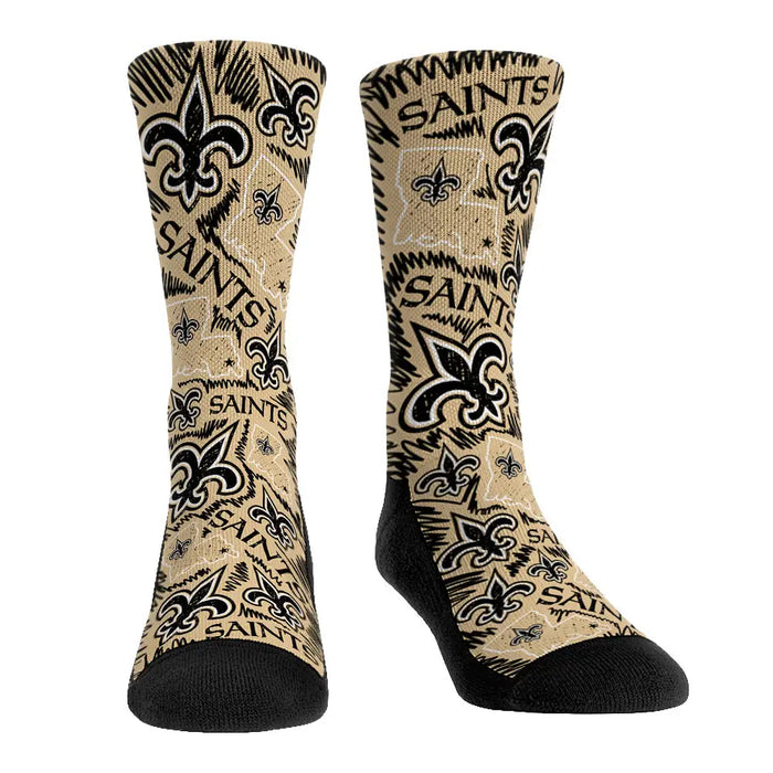 New Orleans Saints - Logo Sketch (Gold) by Rock 'Em Socks
