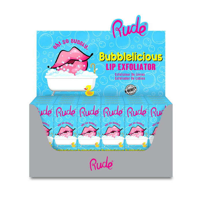 RUDE BUBBLELICIOUS Lip Exfoliator Display Set, 24 Pieces by Avera Group