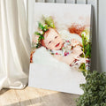 Newborn Baby Watercolor Portrait Custom Wall Art by Tailored Canvases