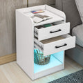Nightstand with Charging Station and LED Lights by DailySale